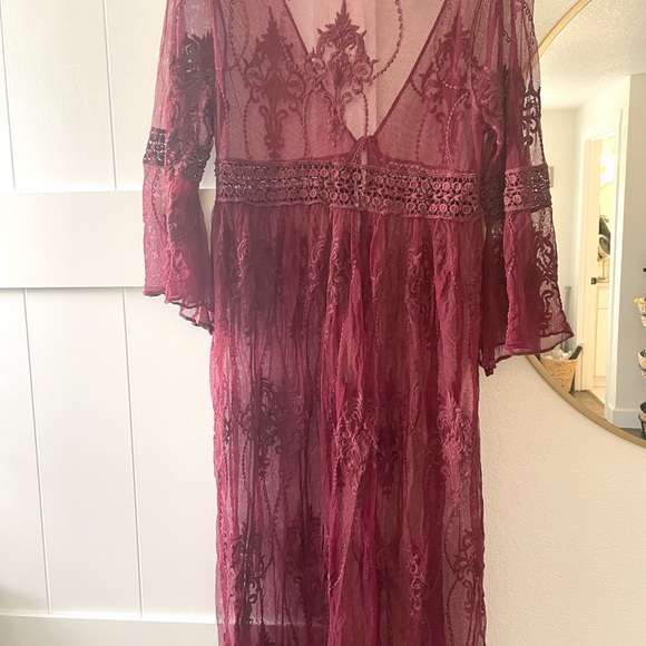 Ember burgundy duster, beach cover up, size Large, NWT. - Picture 3 of 11